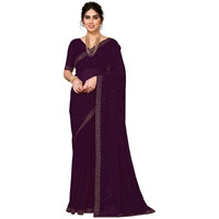 Satrani Womens Pure Georgette Saree (3321S163N_Wine)