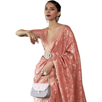 AKHILAM Womens Silk Blend Woven Design Saree With Unstitched Blouse Piece (Pink_KIRPAN281004_RJ)