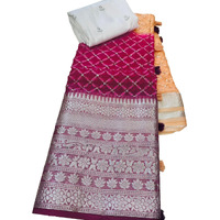 SIRIL Womens Jacquard Border, Sequence Embroidery Organza Saree with Unstitched Blouse(3072S228_Dark Pink, Light Orange, Multi)