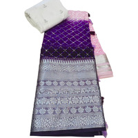 SIRIL Womens Jacquard Border, Sequence Embroidery Organza Saree with Unstitched Blouse(3072S230_Purple, Light Pink, Multi)