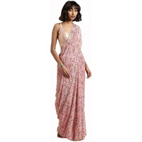 Womanista Womens Floral Printed Poly Georgette Saree with Moti Lace (TKIM740_Pink)
