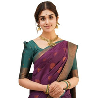 Flosive Womens Present Banarasi Soft Lichi Silk Saree Beautiful Jacquard Rich Pallu Design Work Zari Woven Kanjivaram Silk Style Saree With Soft Lichi Silk Blouse Piece Ayn Royal (W Wine)