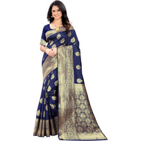 Sugathari Womens Banarasi Saree Pure Kanjivaram Silk Saree Soft new ladies 2023 Design Wear Pattu Sarees Latest Cotton Party Sari collections With Blouse Piece for Wedding sadi (PARI 6 N BLUE)