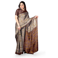 MIRCHI FASHION Womens Plain Weave Chiffon Tribal Printed Saree with Blouse Piece (37864-Beige, Mustard)