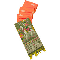 NK Textiles Womens Raw Silk Saree (C54ISH1005_Orange)