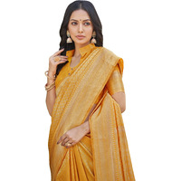 Glory Sarees Womens Banarasi Silk Saree With Blouse Piece (Banarasi_Saree134_Yellow)