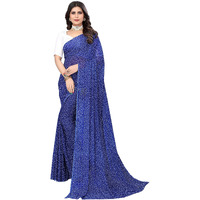 Yashika Womens Blue Georgette Bandhani Printed Saree with Unstitched Blouse Piece (SATHYA BLUE)