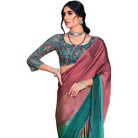 AKHILAM Womens Solid Chiffon Embellished Saree With Unstitched Blouse Piece (Mauve_ARUNA11)