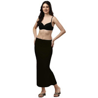 WOO THING Lycra Fishcut Saree Shapewear Stretchable Petticoat for Women Shapewear Dress for Saree (L, Black)