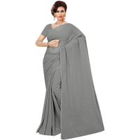 Sidhidata Womens Georgette Saree With Unstitched Blouse Piece (plain greyy_Grey), Free Size