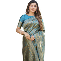 Glory Sarees Womens Banarasi Silk Saree With Blouse Piece (Banarasi_Saree134_Firozi)