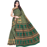 TAMAIRA FASHION Womens Plain Cotton Saree (2202_Dark Green)