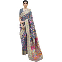 AKHILAM Womens Woven Design Silk Blend Saree With Blouse Piece (Silk Blend Saree KSHFA201003_Grey)