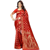 Sugathari Womens Banarasi Saree Pure Kanjivaram Silk Saree Soft new ladies 2023 Design Wear Pattu Sarees Latest Cotton Party Sari collections With Blouse Piece for Wedding sadi (PARI 72 RED)