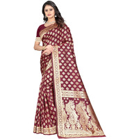 Sugathari Womens Banarasi Saree Pure Kanjivaram Silk Saree Soft new ladies 2023 Design Wear Pattu Sarees Latest Cotton Party Sari collections With Blouse Piece for Wedding sadi (PARI 72 MAROON)