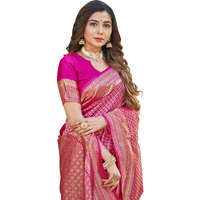 Glory Sarees Womens Banarasi Silk Saree With Blouse Piece (Banarasi_Saree134_Rani)