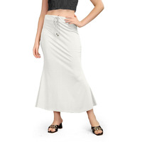 WOO THING Lycra Fishcut Saree Shapewear Stretchable Petticoat for Women Shapewear Dress for Saree (XL, White)