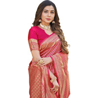 Glory Sarees Womens Banarasi Silk Saree With Blouse Piece (Banarasi_Saree134_Gajari)