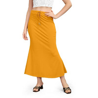 WOO THING Lycra Fishcut Saree Shapewear Stretchable Petticoat for Women Shapewear Dress for Saree (Free Size, Mustard Yellow)