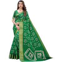 Yashika Womens Printed Linen Zari Saree With Blouse PieceRADHIKA GREEN_Free Size