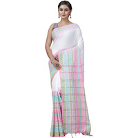 T.J. SAREES Khadi Cotton Begampuri Sarees for Women Traditional Bengali Saree for Women Authentic Handloom Sarees Elegant Indian Wear (White Pack of 1)