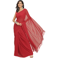 Womanista Womens Striped Embellished Georgette Saree (TI2857_Red)