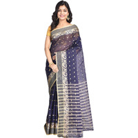 Raj Sarees Womens Tant Cotton Saree With Blouse Piece (Raj Saree House_Navy Blue)