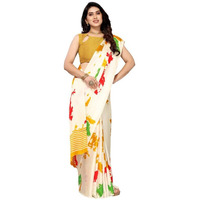 Satrani Womens Satin Saree (1572S7510NA_White & Mustard & Multi5)