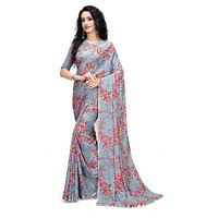 Mermaid Ocean Women Georgette Saree With Blouse Piece (ME00272_Grey)