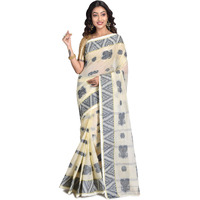 Raj Sarees Womens Woven Cotton Saree with Blouse Piece (Off-White)
