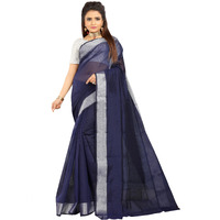 Indian Fashionista Stylish Cotton Silk Casual Wear Saree With Unstitched Blouse For Women (Plainblue)