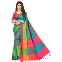 Silk ZoneWomens Soft Silk Uppada Woven Pattu Green Saree(SZ-AURA-GN-431)