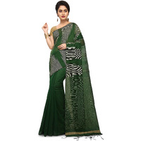 BENGAL HANDLOOM Traditional Handloom Temple border Sea Blue Colour Saree