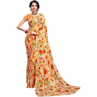 Mermaid Ocean Floral Georgette Saree with Blouse Piece (ME0268_Peach)