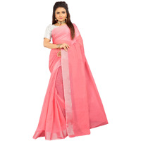Indian Fashionista Stylish Cotton Silk Casual Wear Saree With Unstitched Blouse For Women (Plainpink)