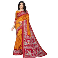 Vimla Womens Red Malgudi Art Silk Uniform Saree with Blouse Piece (2315_Red)