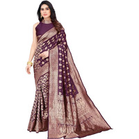 Sugathari Womens Banarasi Saree Pure Kanjivaram Silk Saree Soft new ladies 2023 Design Wear Pattu Sarees Latest Cotton Party Sari collections With Blouse Piece for Wedding sadi (PARI 161 PURPLE)