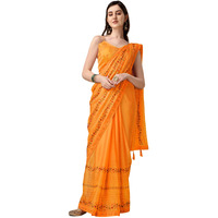 Niza Fashion Yellow Makhmali Chiffon Embroidery & Swarovski Work Saree