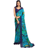 Jaanvi fashion Womens Fancy Chiffon Floral Printed Saree with Blouse Piece(star chiffon-125-25101-B)