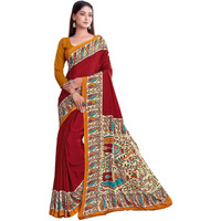 Jaanvi fashion Womens Crepe Saree With Unstitched Blouse Piece(pearl-silk-9009-a)