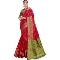 EthnicJunction Womens Banarasi Silk Blend Woven Saree With Blosue Piece