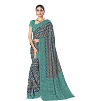 Vimla Womens Multicolor Crepe Silk Uniform Saree with Blouse (ANGOORI)