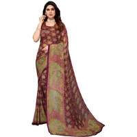 Yashika Womens Georgette Printed Saree With Blouse Piece(SANCHITA PURPLE_Free Size)