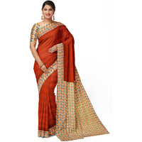 TAMAIRA FASHION Womens Plain Weave Pure Cotton Saree With Blouse Piece(11296_Rust)