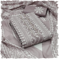 Sidhidata Womens Cotton Printed Unstitched Salwar Suit Dress Material With Printed Dupatta (DM Batik Grey_Grey_Free Size)