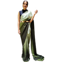 Sidhidata Womens Chiffon Georgette Ready To Wear saree With Unstitched Blouse Piece (RTW Mehandi With Belt_Mehandi_Free Size)