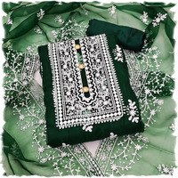 Sidhidata Womens Organza Embroidered Unstitched Salwar Suit Dress Material With Embroidery Work Dupatta (DM HumTum Bottle Green_Bottle Green_Free Size)