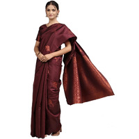 Sidhidata Womens Textile Banarasi Silk Saree With Unstitched Blouse Piece (Fizzaa_Free Size) (Marooon), Maroon