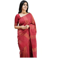 Sidhidata Textile Womens Banarasi Soft Silk Saree With Unstitched Blouse Piece (Free Size) (C Red)
