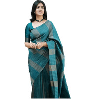 Sidhidata Womens Kanjivaram Banarasi Paithani Jacquard Silk Saree With Unstitched Blouse Piecee (Silk Heritagee Rama_Rama_Free Size)